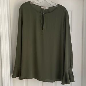 LOFT LONG SLEEVE GREEN BLOUSE SIZE LARGE